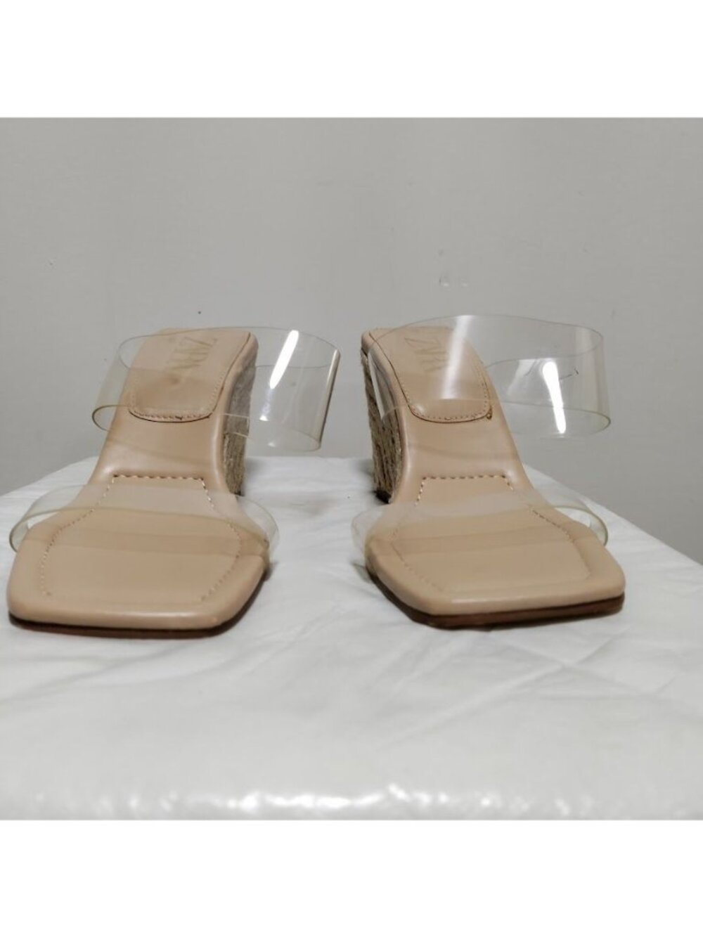 Zara Wedge Espadrille 9-10 Summer Citywear Clear And Nude Wedges Beige 10 - Picture 5 of 11